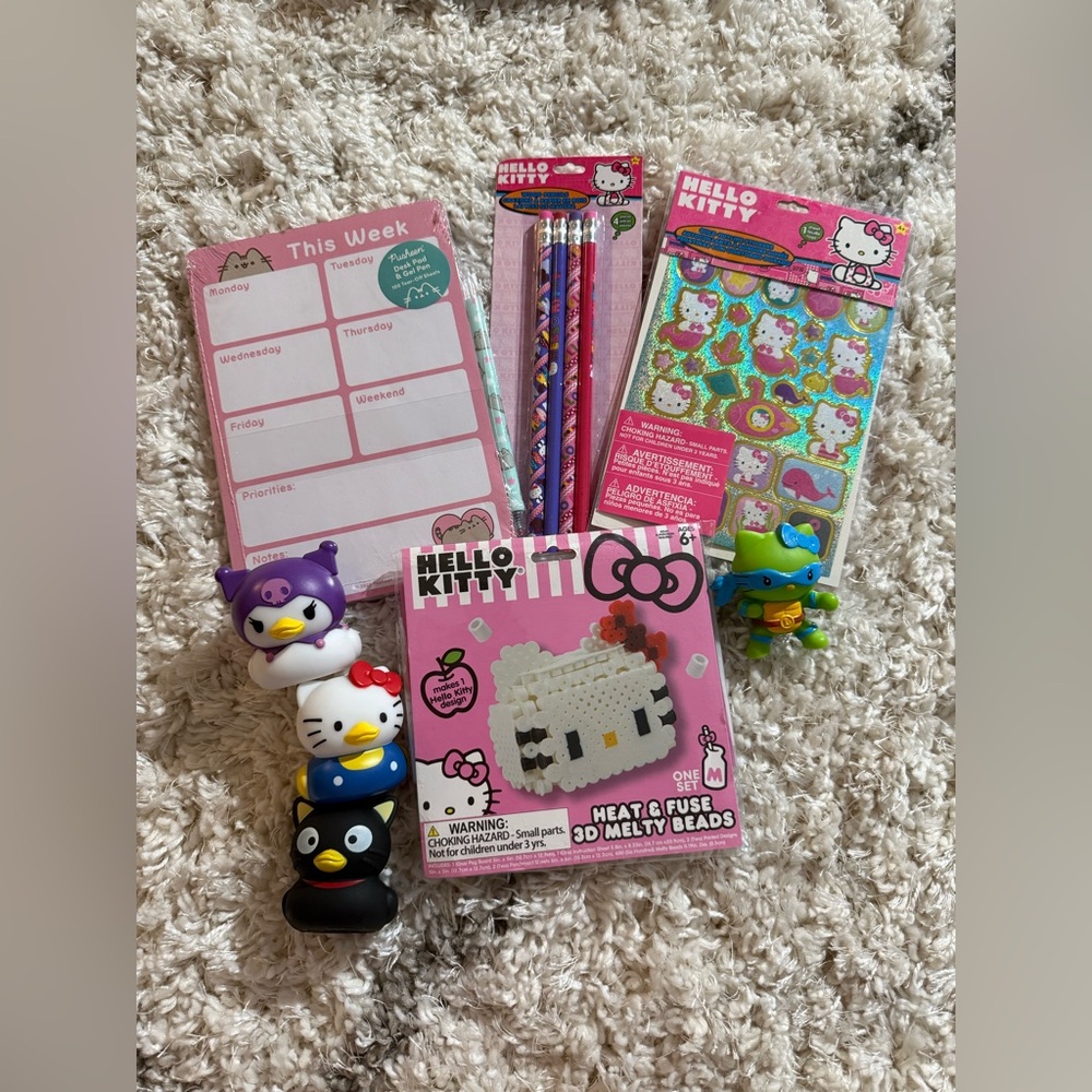 Bundle Of 6 Piece Jelly Kitty Sanrio Fun Notepad, Stickers, Ducks, Craft Kit NWT